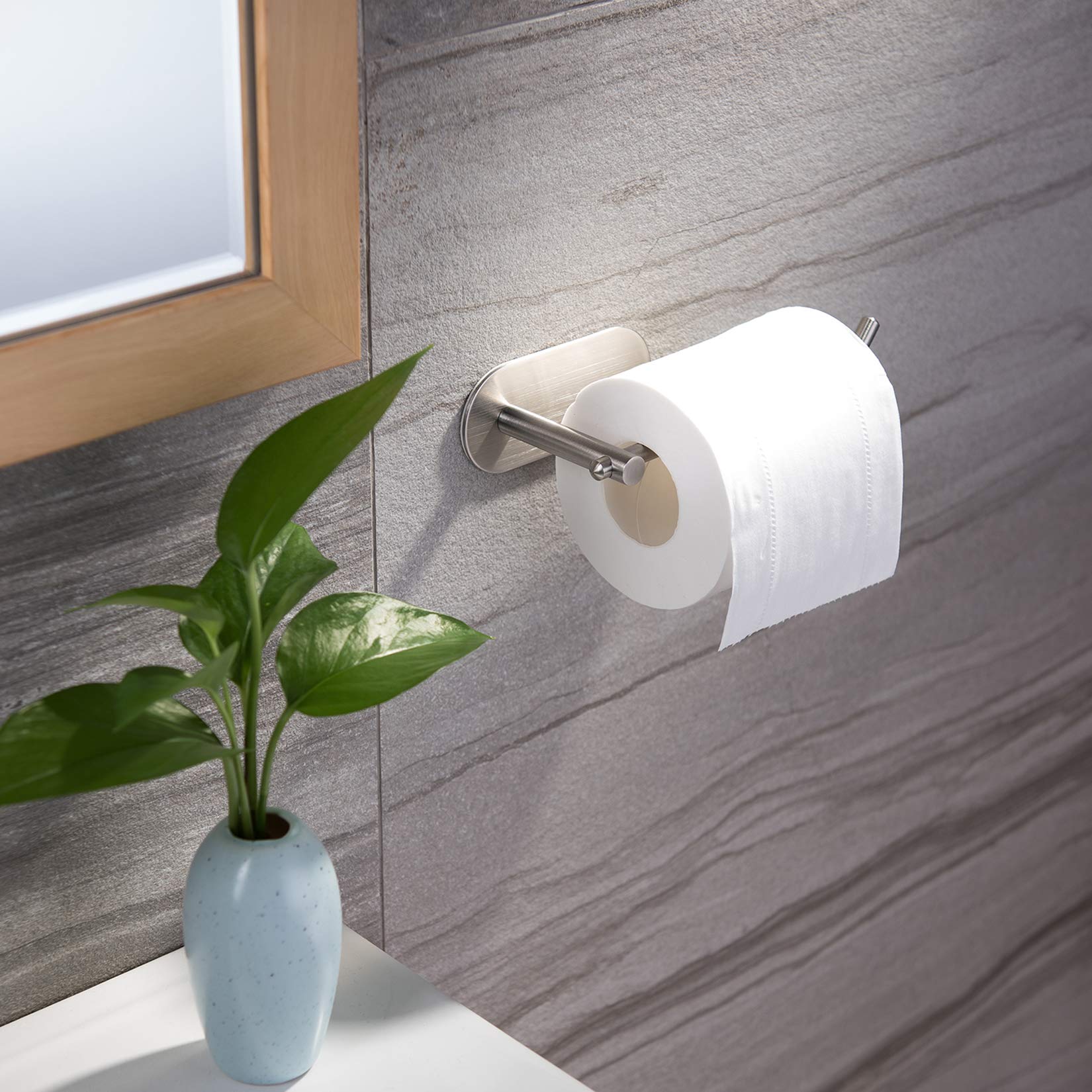HASTHIP Toilet Paper Holder Self Adhesive, Thicken 304 Stainless Steel Rustproof Adhesive Toilet Roll Holder no Drilling for Bathroom, Kitchen, Washroom, Chrome Finish, 16 * 4.5 * 8.2CM (Silver) HASTHIP Toilet Paper Holder Self Adhesive, Thicken 304 Stainless Steel Rustproof Adhesive Toilet Roll Holder no Drilling for Bathroom, Kitchen, Washroom, Chrome Finish, 16 * 4.5 * 8.2CM (Silver)